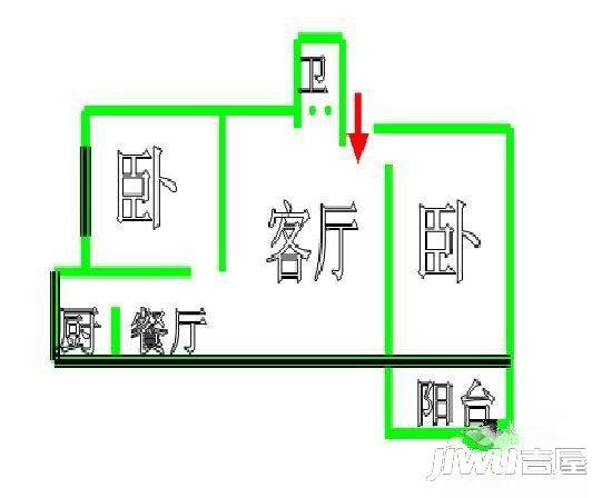 永富楼2室2厅1卫88㎡户型图