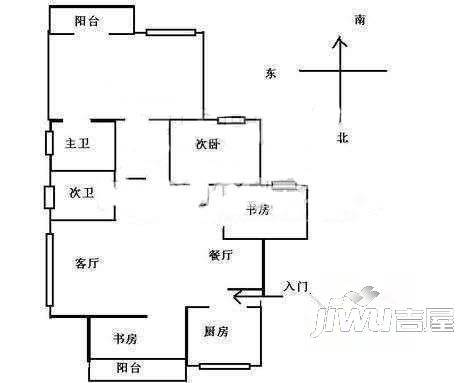 依山苑4室2厅2卫113㎡户型图