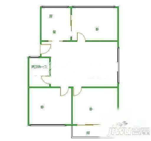 东盛花园3室2厅1卫户型图