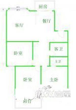 东盛花园3室2厅1卫户型图