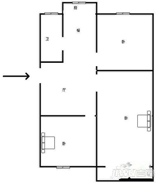 海员新村3室2厅1卫99㎡户型图