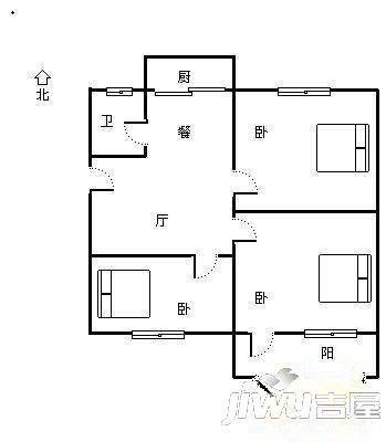 海员新村3室2厅1卫99㎡户型图