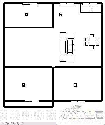 海员新村3室2厅1卫99㎡户型图