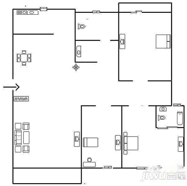 龙登天锦3室2厅2卫户型图