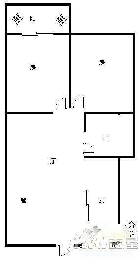 环南新村2室1厅1卫72㎡户型图