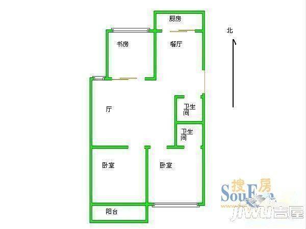 环南新村2室1厅1卫72㎡户型图