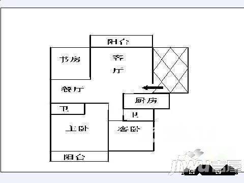 吉山新村3室2厅2卫94㎡户型图