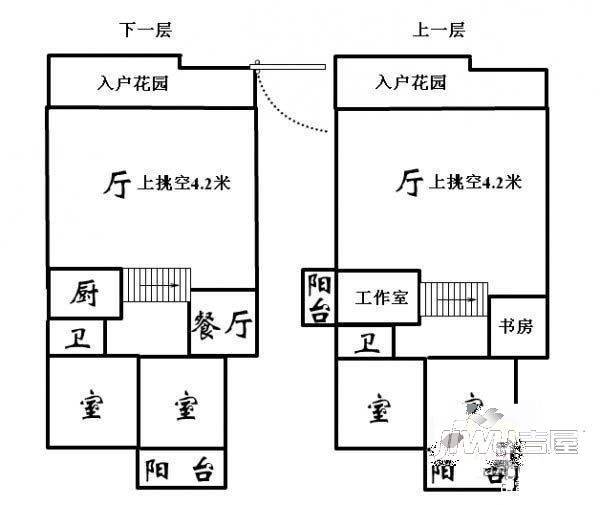 博仕后缘墅B期4室3厅4卫223㎡户型图