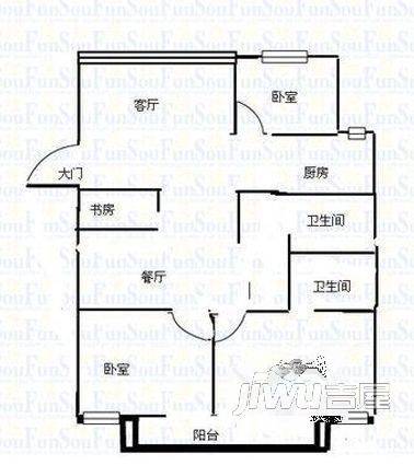 新南公寓3室2厅2卫119㎡户型图