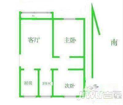 省六建单宿2室1厅1卫67㎡户型图