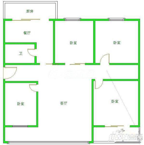 白水塘2室2厅1卫80㎡户型图