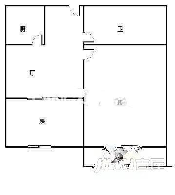 群升国际E区2室1厅1卫50㎡户型图