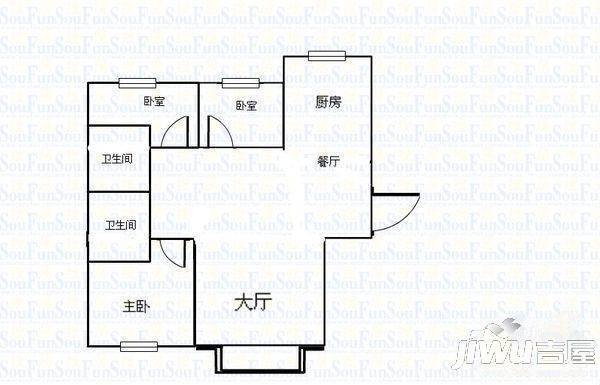 群升国际A区2室2厅1卫76㎡户型图