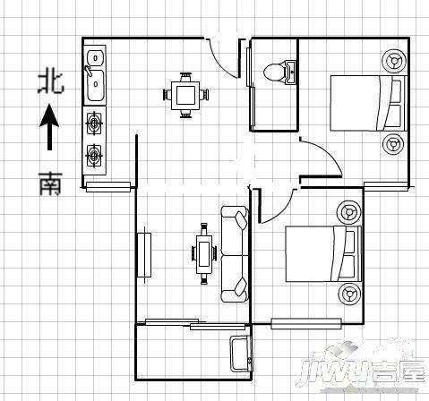 群升国际A区2室2厅1卫76㎡户型图