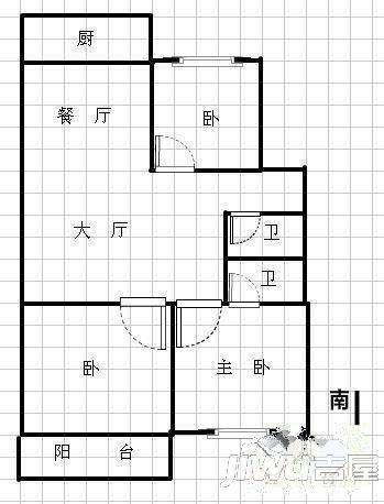 龙庭创业公寓3室2厅1卫户型图