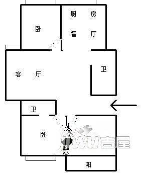 龙庭创业公寓3室2厅1卫户型图