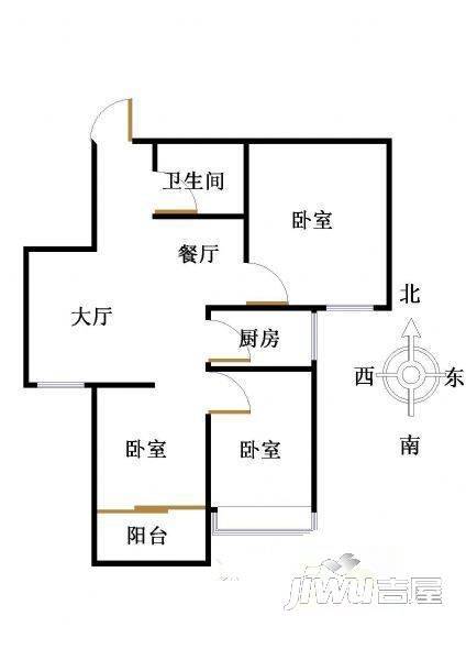 和兴苑2室1厅1卫56㎡户型图