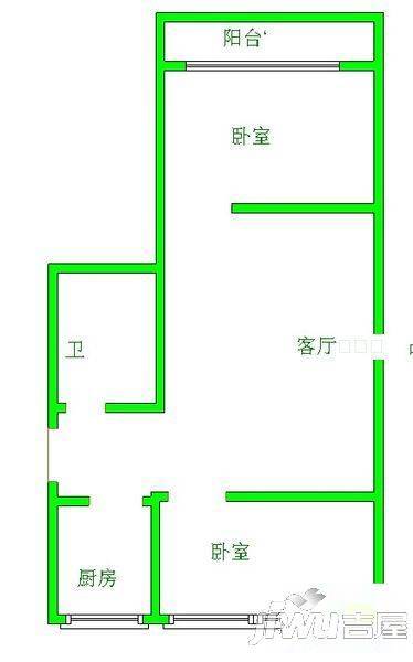 白马河公寓2室2厅1卫户型图