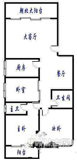 白马河公寓2室2厅1卫户型图