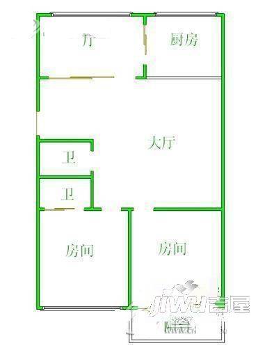 白马河公寓2室2厅1卫户型图