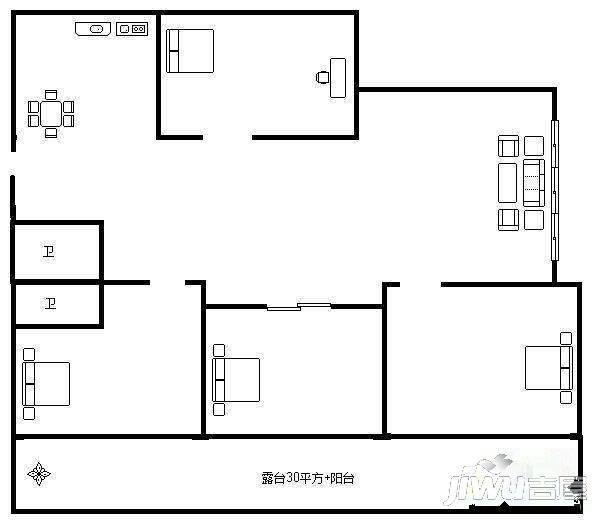 实华苑3室2厅1卫85㎡户型图