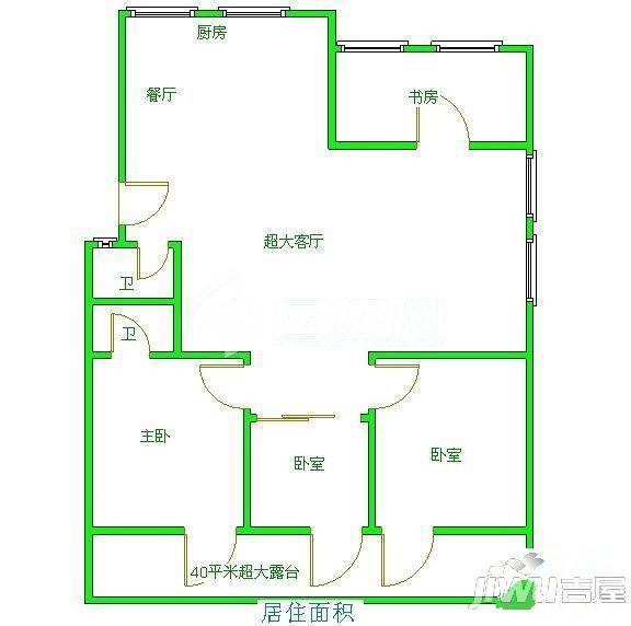 实华苑3室2厅1卫85㎡户型图