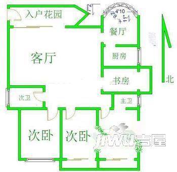 侨信公寓3室2厅2卫101㎡户型图