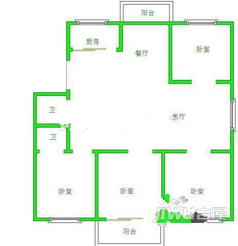 南台商都二期3室2厅1卫88㎡户型图