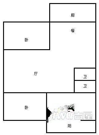 南台商都二期3室2厅1卫88㎡户型图