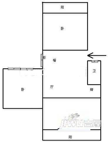 南台商都二期3室2厅1卫88㎡户型图