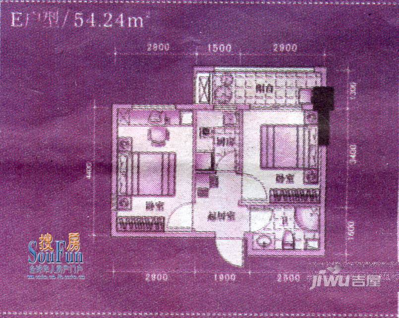 名城财富主场1室1厅1卫45.9㎡户型图