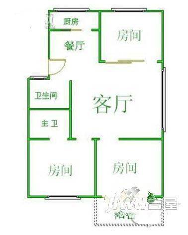 永兴楼2室1厅1卫54㎡户型图