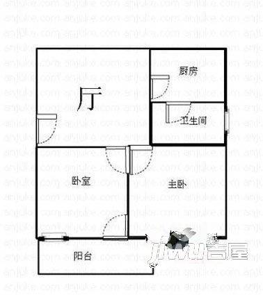 永兴楼2室1厅1卫54㎡户型图