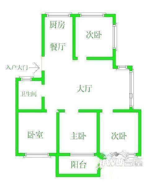 翠湖苑3室2厅2卫121㎡户型图