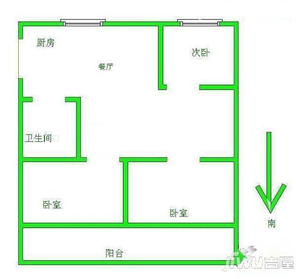 祭酒岭新村2室2厅1卫80㎡户型图