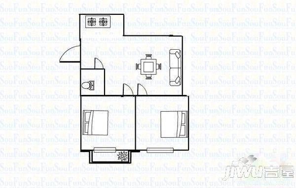 福屿一区2室1厅1卫62㎡户型图