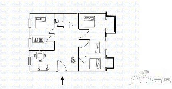 福屿一区2室1厅1卫62㎡户型图