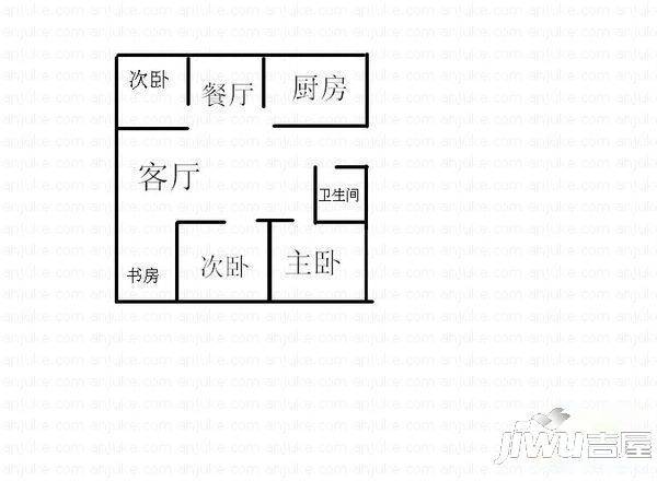 华福山庄3室2厅1卫108㎡户型图