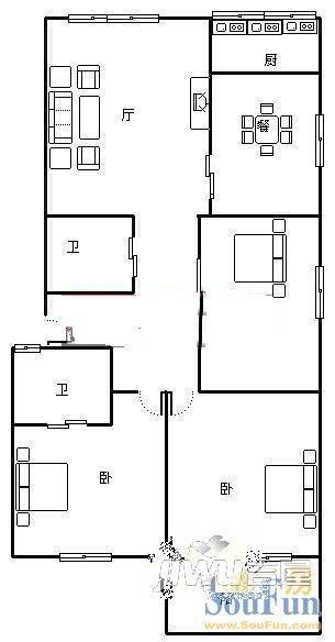 金屏新苑3室2厅2卫116㎡户型图