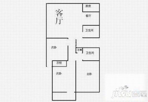 金屏新苑3室2厅2卫116㎡户型图