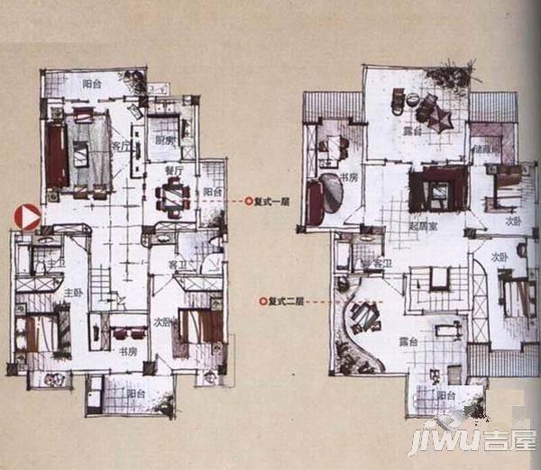 九龙山庄4室2厅2卫123㎡户型图