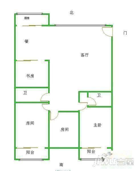 九龙山庄4室2厅2卫123㎡户型图