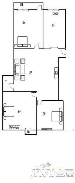 望湖新苑2室2厅1卫72㎡户型图