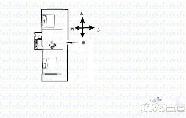 西湖新庄2室2厅1卫60㎡户型图