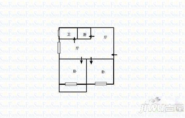 西湖新庄2室2厅1卫60㎡户型图