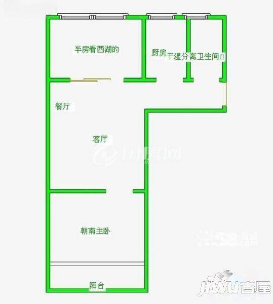 西湖新庄2室2厅1卫60㎡户型图