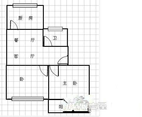 建海小区2室2厅1卫78㎡户型图