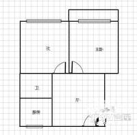 福德新村2室1厅1卫58㎡户型图