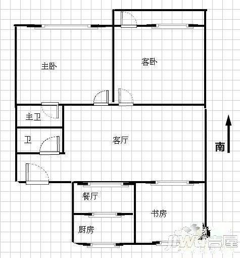 台江电业局宿舍3室2厅2卫108㎡户型图