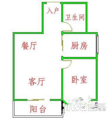 黎明樱花2室1厅1卫52㎡户型图